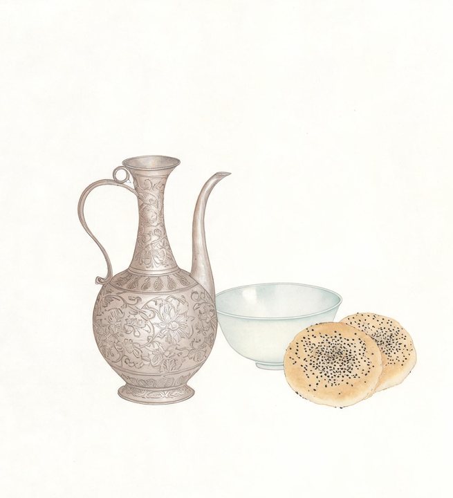 卷四题花:唐代胡饼、三彩胡瓶与团茶